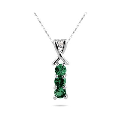 Emerald and Diamond Pendant in 10kt White Gold