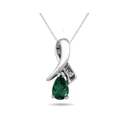 Emerald and Diamond Pendant in 10kt White Gold
