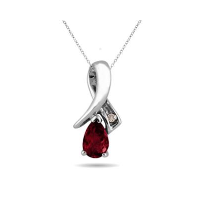 Ruby and Diamond Pendant in 10kt White Gold
