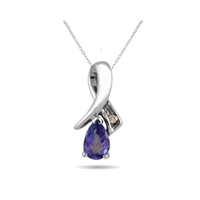 Tanzanite and Diamond Pendant in 10kt White Gold