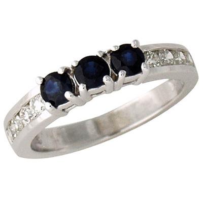Three Stone Sapphire and Diamond Channel Set Ring