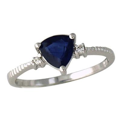 Sapphire and Diamond Ring 14k White Gold