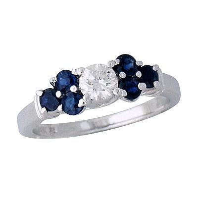14kt White Gold Diamond and Sapphire Ring