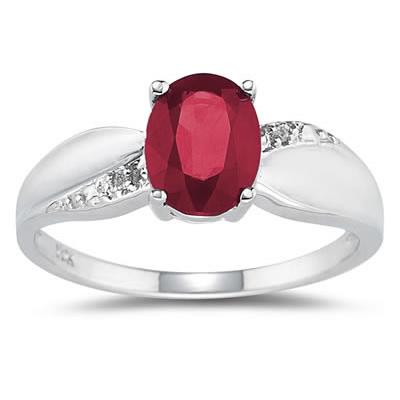 Ruby and Diamond Ring 10k White Gold