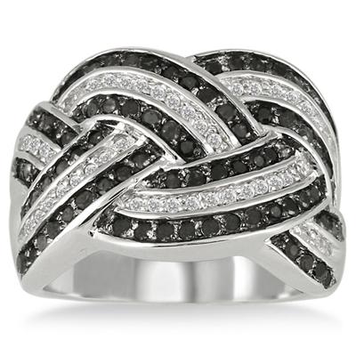 1 Carat T.W Black and White Diamond Ring in .925 Sterling Silver
