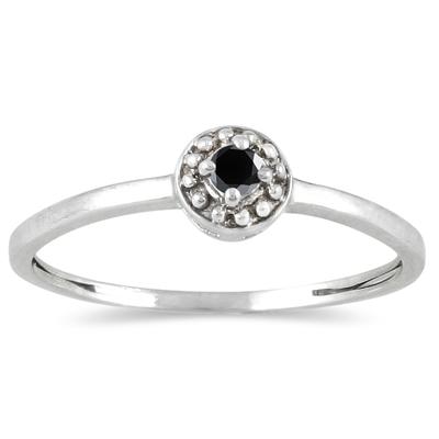 .05 Carat Black Diamond Antique Promise Ring in 10K White Gold