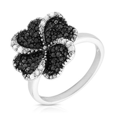 1/3 Carat Black and White Diamond Ring in .925 Sterling Silver