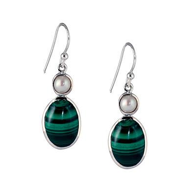 Malakite Sterling Silver Earrings