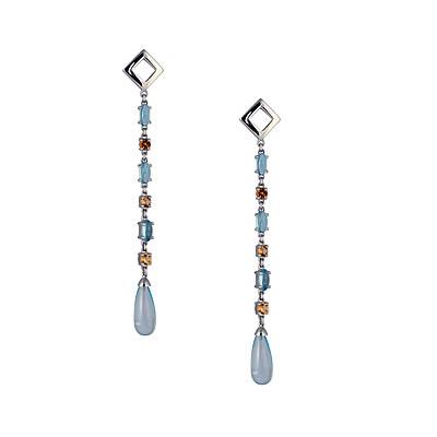 Blue Topaz and Cetrine Sterling Silver Earrings