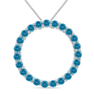 2.95ctw Blue Topaz Circle Pendant in Sterling Silver