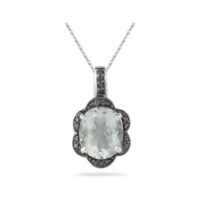 4.00 Carat Green Amethyst and Black Diamond Royal Pendant