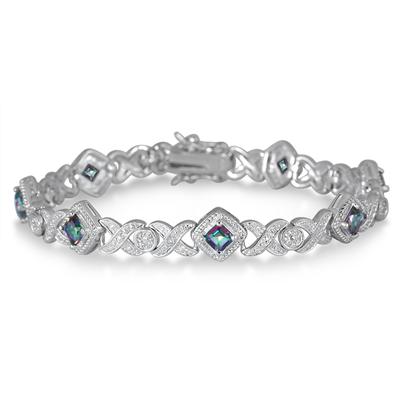 1.00 Carat Mystic Topaz and Diamond Bracelet in .925 Sterling Silver