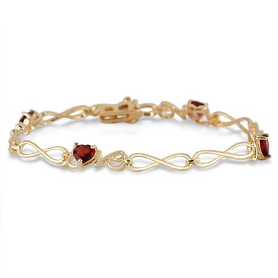 2.00 Carat Trillion Shape Garnet Love Bracelet in 18K Gold Plated Brass