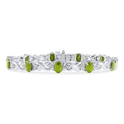 14k White Gold Diamond and Peridot Bracelet