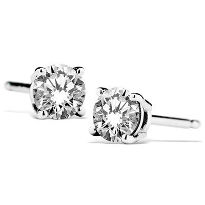 1/2 Carat Natural 4MM White Topaz Stud Earrings in .925 Sterling Silver