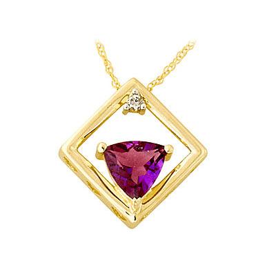 Amethyst and Diamond Pendant 10k Yellow Gold