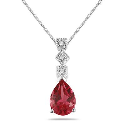 1.00 Carat Garnet and Diamond Antique Pendant in 14K White Gold