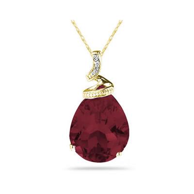 10.25ct Pear Shaped Garnet & Diamond Pendant in 10K Yellow Gold