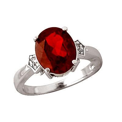 Garnet and Diamond Ring in 10kt White Gold