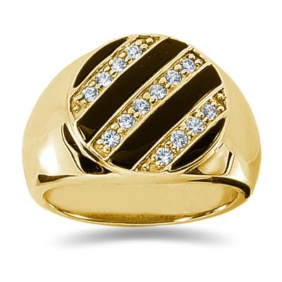 0.35 CTW Mens Diamond Ring in 14K Yellow Gold