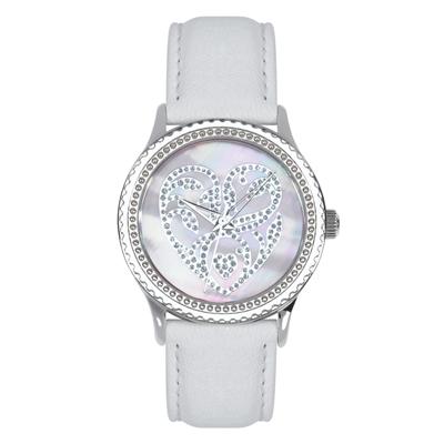 Postal Service Collection "Wedding Hearts" Watch with White Leather Strap
