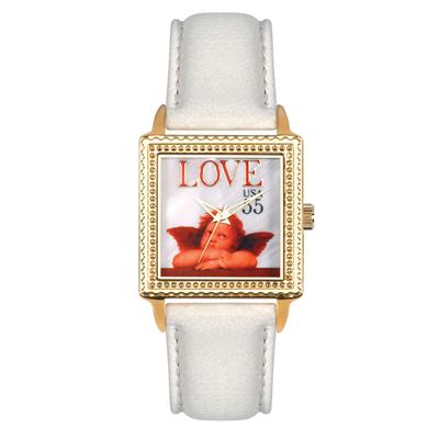 Postal Service Collection "Cupid Love" Watch with White Leather Strap