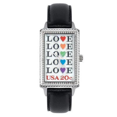 Postal Service Collection "Love Repeat" Watch with Black Leather Strap