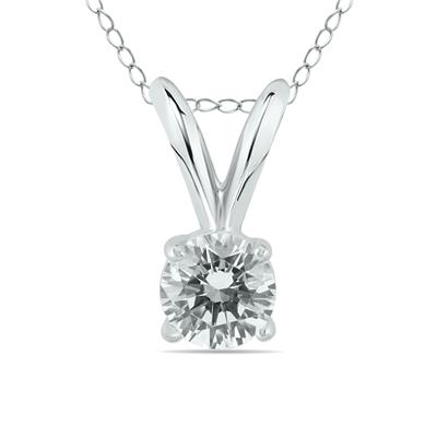1/10 Carat Round Diamond Solitaire Pendant in 14K White Gold