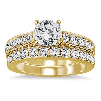Diamond Bridal Set in 14K Yellow Gold