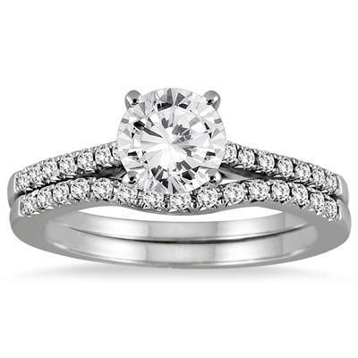 Diamond Bridal Set in 14K White Gold