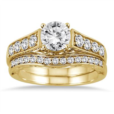 Diamond Bridal Set in 14K Yellow Gold