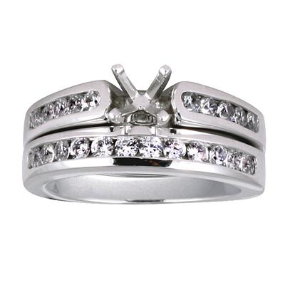 Diamond Channel Bridal Set in Platinum