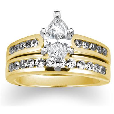 Diamond Channel Bridal Set in Yellow Gold