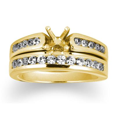 Diamond Channel Bridal Set in Yellow Gold