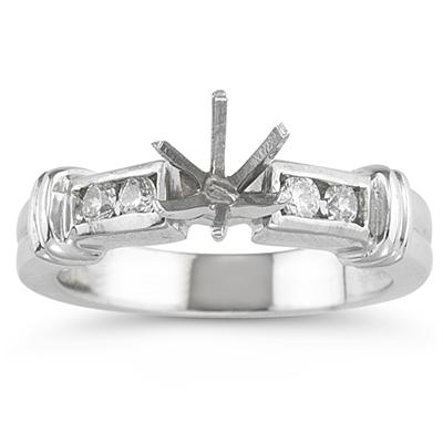 18k White Gold Diamond Engagement Ring with Matching Band