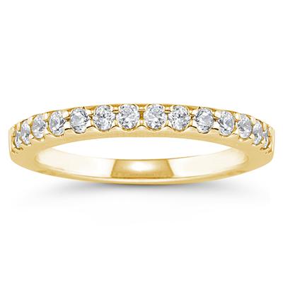 14k Yellow Gold Prong Set Diamond Engagement Ring with Matching Band