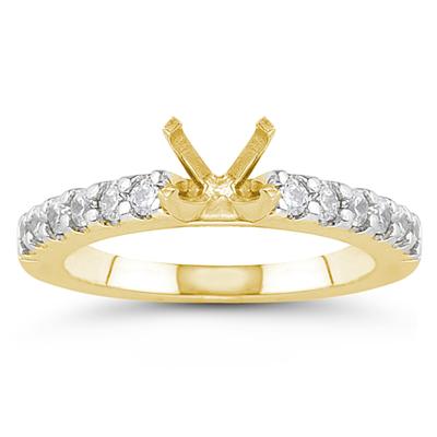 18k Yellow Gold Prong Set Diamond Engagement Ring with Matching Band