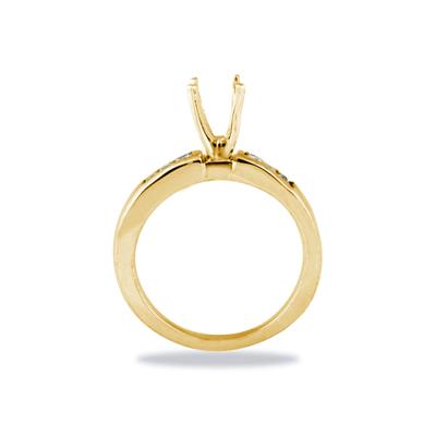 14k Yellow Gold Channel Set Princess Engagement Ring with Matching Band