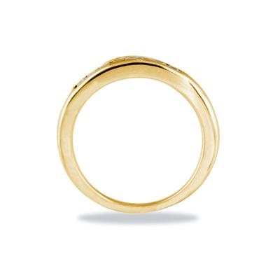 14k Yellow Gold Channel Set Princess Engagement Ring with Matching Band