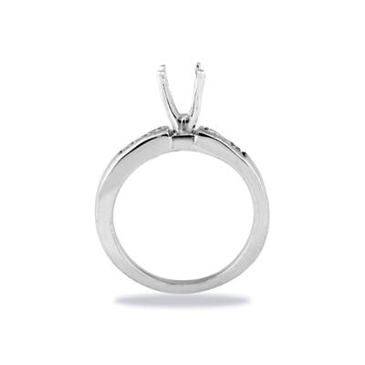 18k White Gold Channel Set Princess Engagement Ring with Matching Band