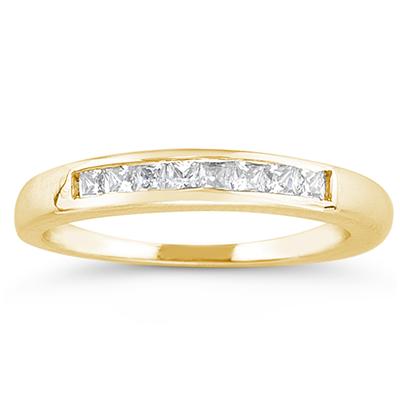 18k Yellow Gold Channel Set Princess Engagement Ring with Matching Band