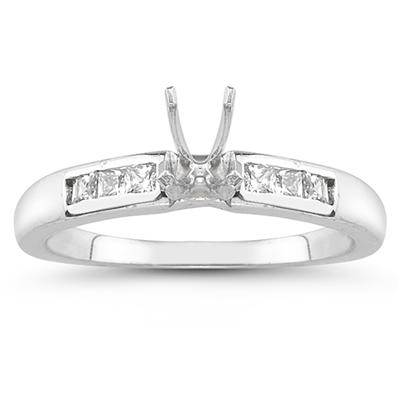 Palladium Channel Set Princess Engagement Ring with Matching Band