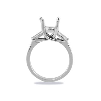 14k White Gold Diamond Baguette Engagement Ring Setting