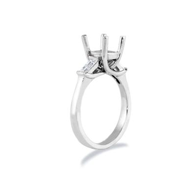 14k White Gold Diamond Baguette Engagement Ring Setting