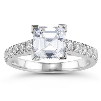 14k White Gold Diamond Engagement Ring Setting