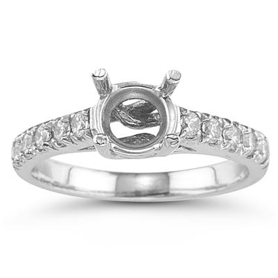 14k White Gold Diamond Engagement Ring Setting