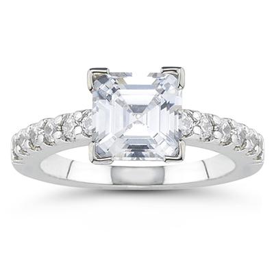 14k White Gold Prong Set Diamond Engagement Ring