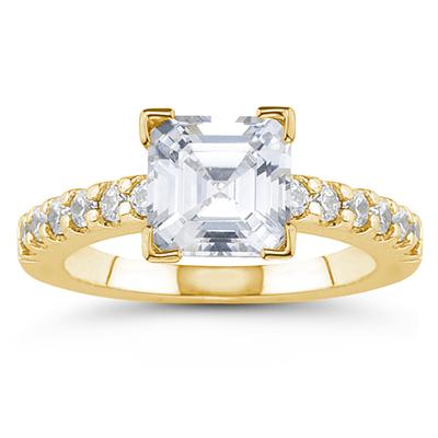 14k Yellow Gold Prong Set Diamond Engagement Ring