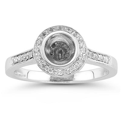 18k White Gold Bezel Set Engagement Ring
