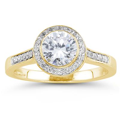 18k Yellow Gold Bezel Set Engagement Ring